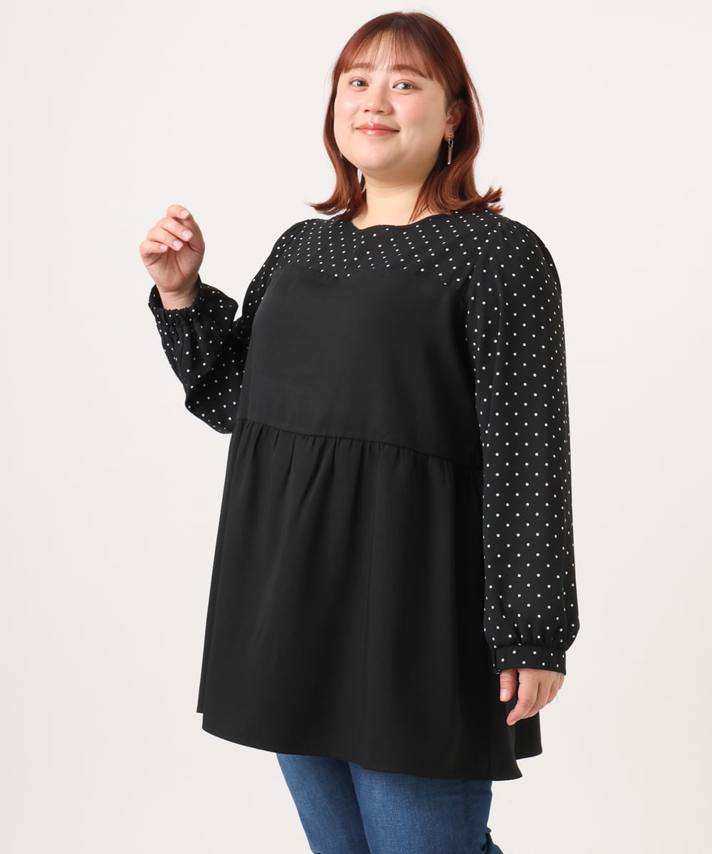 OLEBD23089 eur3(エウルキューブ) 【大きいサイズ】ビスチェ風ドッキングトップス ブラック(94)