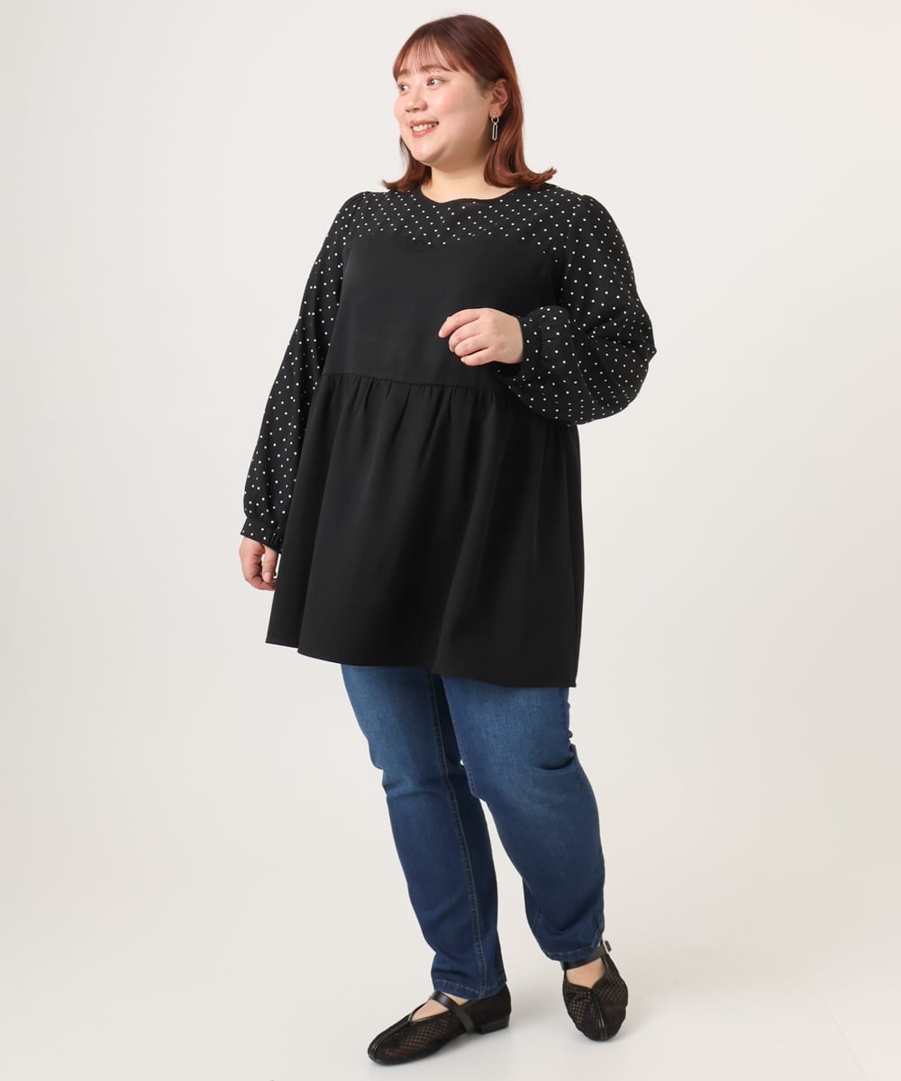 OLEBD23089 eur3(エウルキューブ) 【大きいサイズ】ビスチェ風ドッキングトップス ブラック(94)