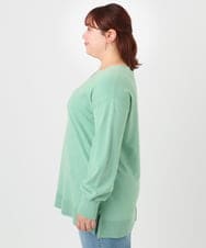 OLEBD90099 eur3(エウルキューブ) 【大きいサイズ】Vネックニットチュニック ライトグリーン(30)