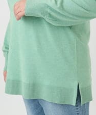 OLEBD90099 eur3(エウルキューブ) 【大きいサイズ】Vネックニットチュニック ライトグリーン(30)