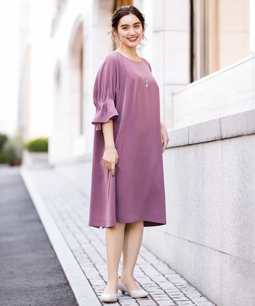 Eur3 エウルキューブ 洗える 大きいサイズ ギャザースリーブワンピース イトキンオンラインストア