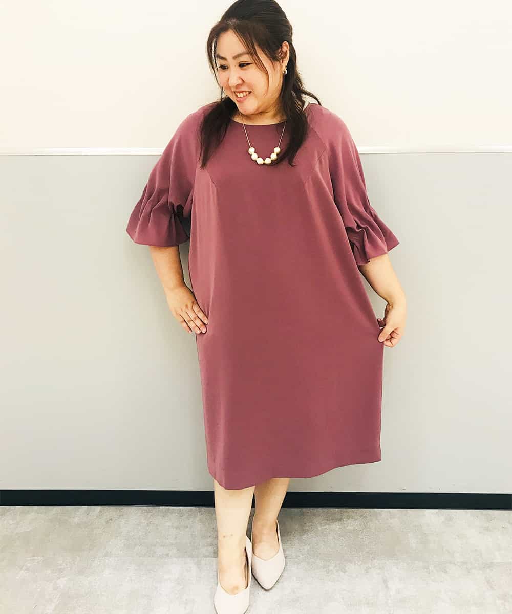 洗える 大きいサイズ ギャザースリーブワンピース ワンピース Eur3 エウルキューブ イトキンオンラインストア