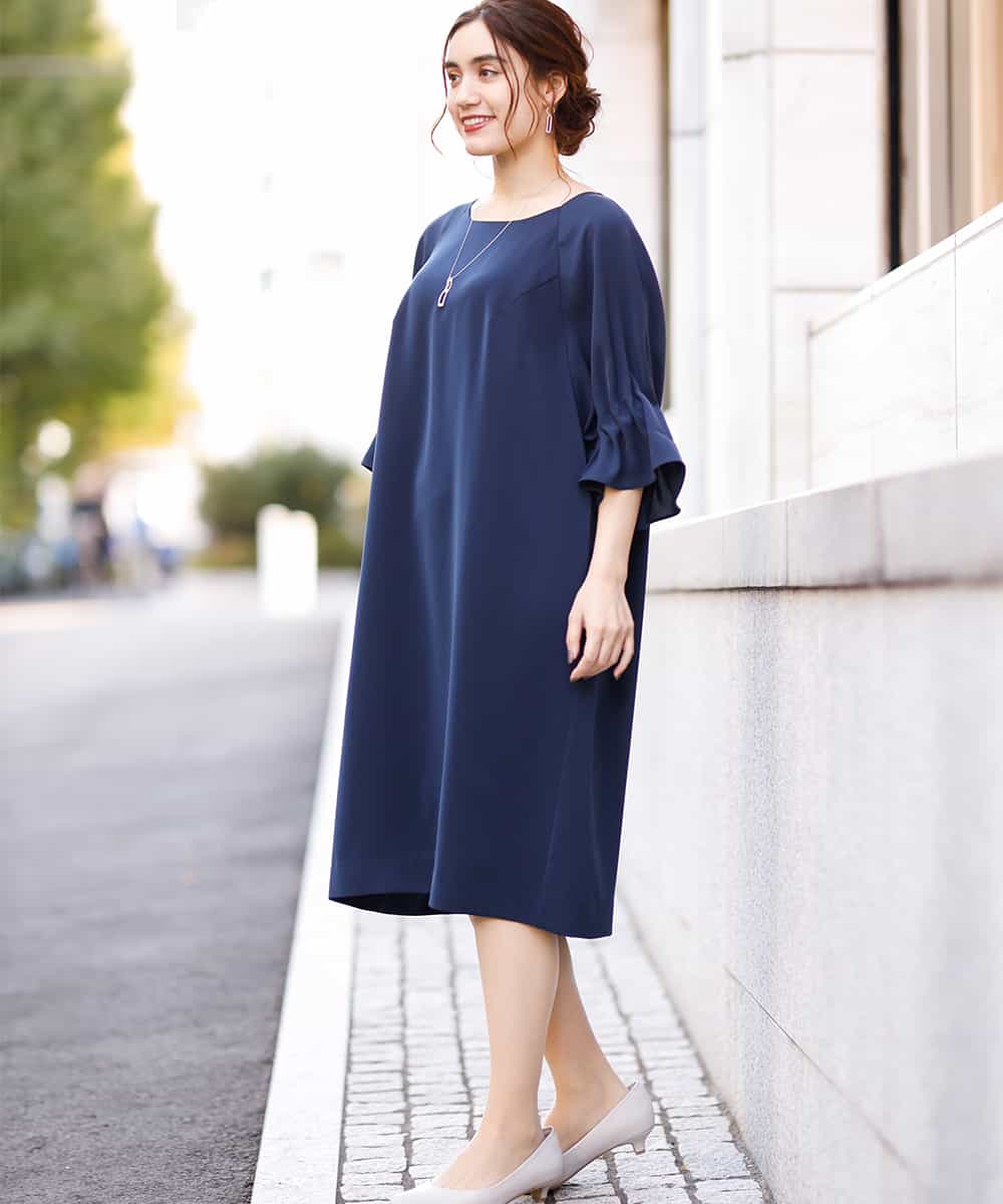 Eur3 エウルキューブ 洗える 大きいサイズ ギャザースリーブワンピース イトキンオンラインストア