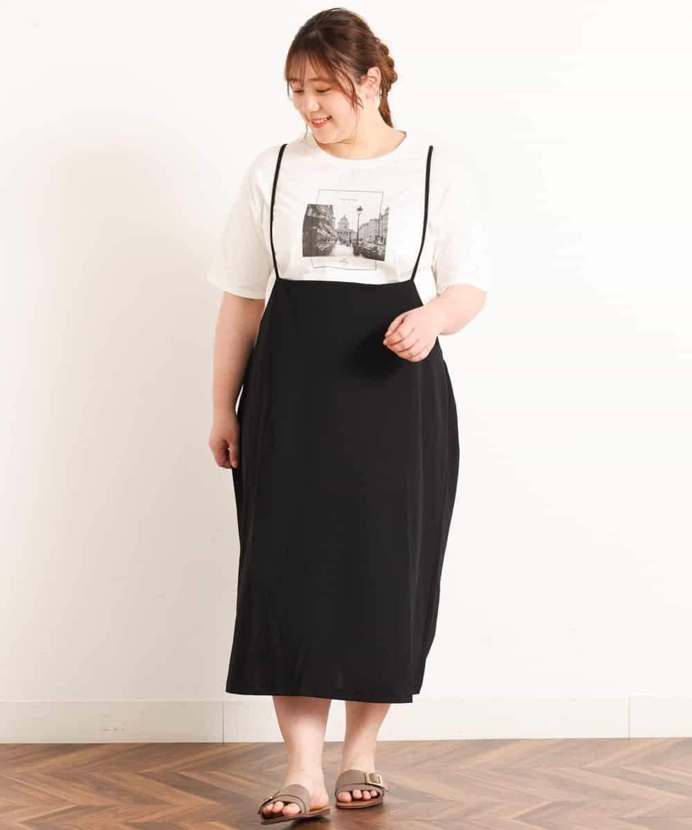 OLEBJ55079 eur3(エウルキューブ) 【大きいサイズ】ハイウエストジャンスカ ブラック