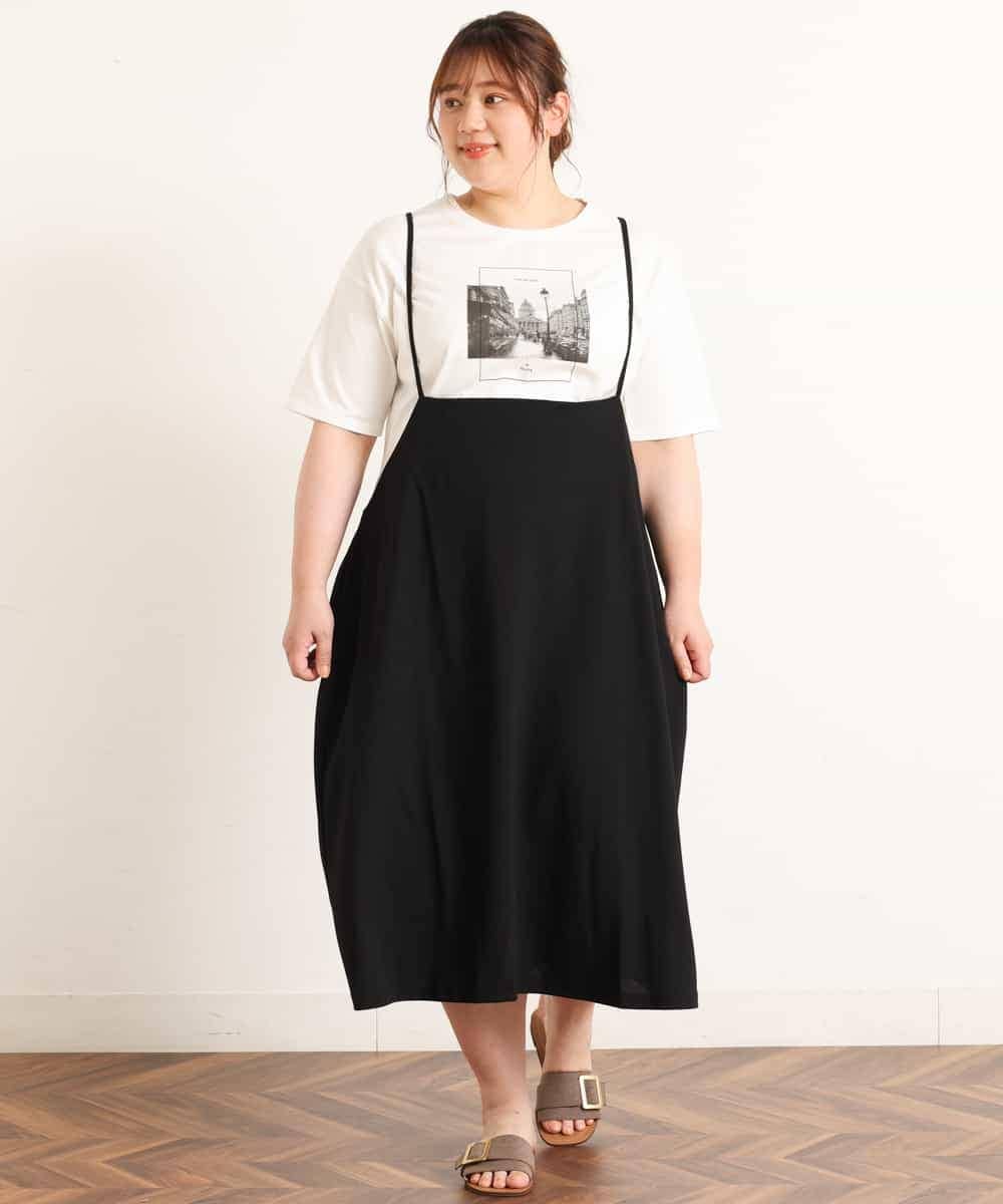 OLEBJ55079 eur3(エウルキューブ) 【大きいサイズ】ハイウエストジャンスカ ブラック