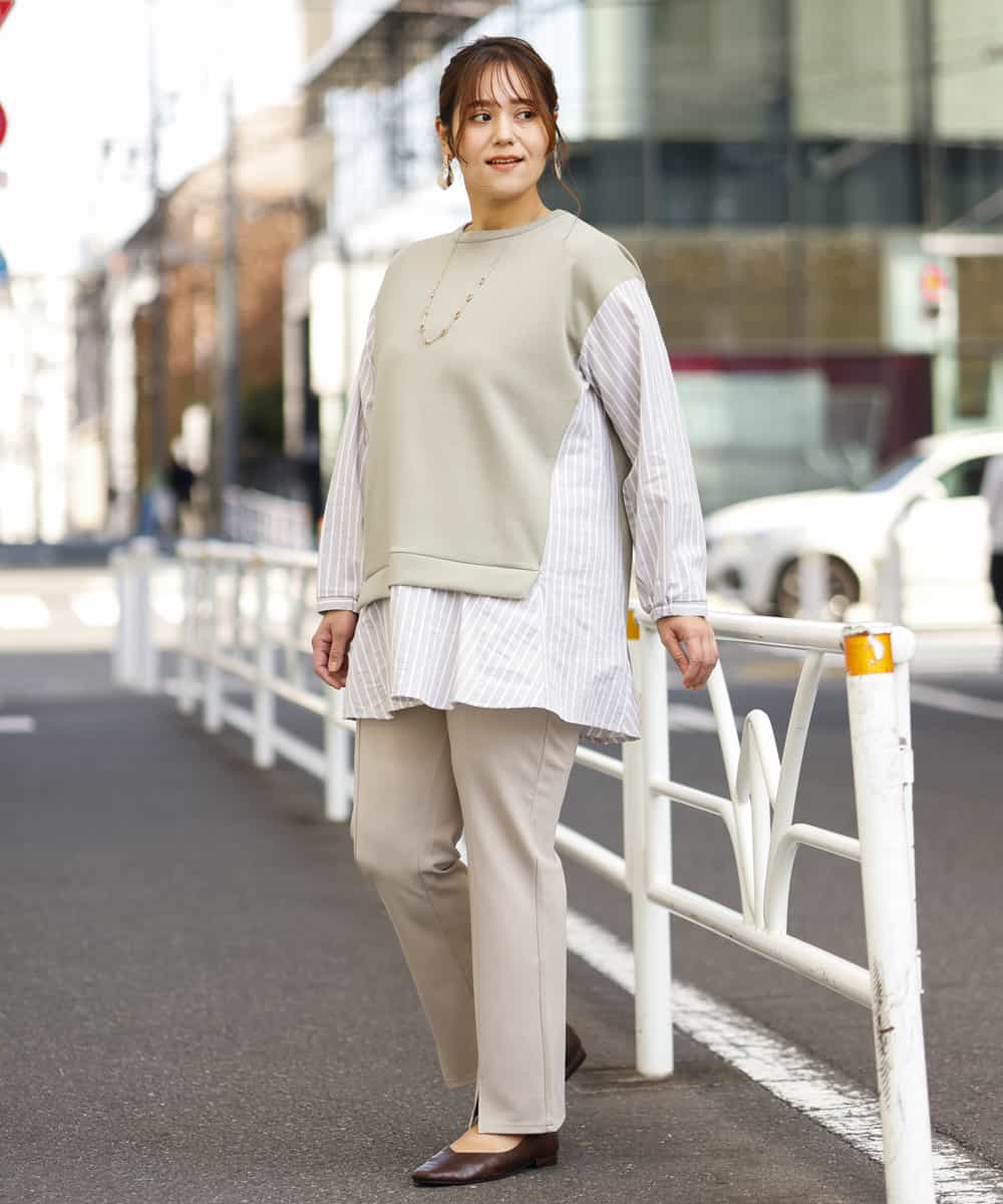 52%OFF!】 23区 リネンツイルパンツ 大きいサイズ44 自由区組曲ICB 