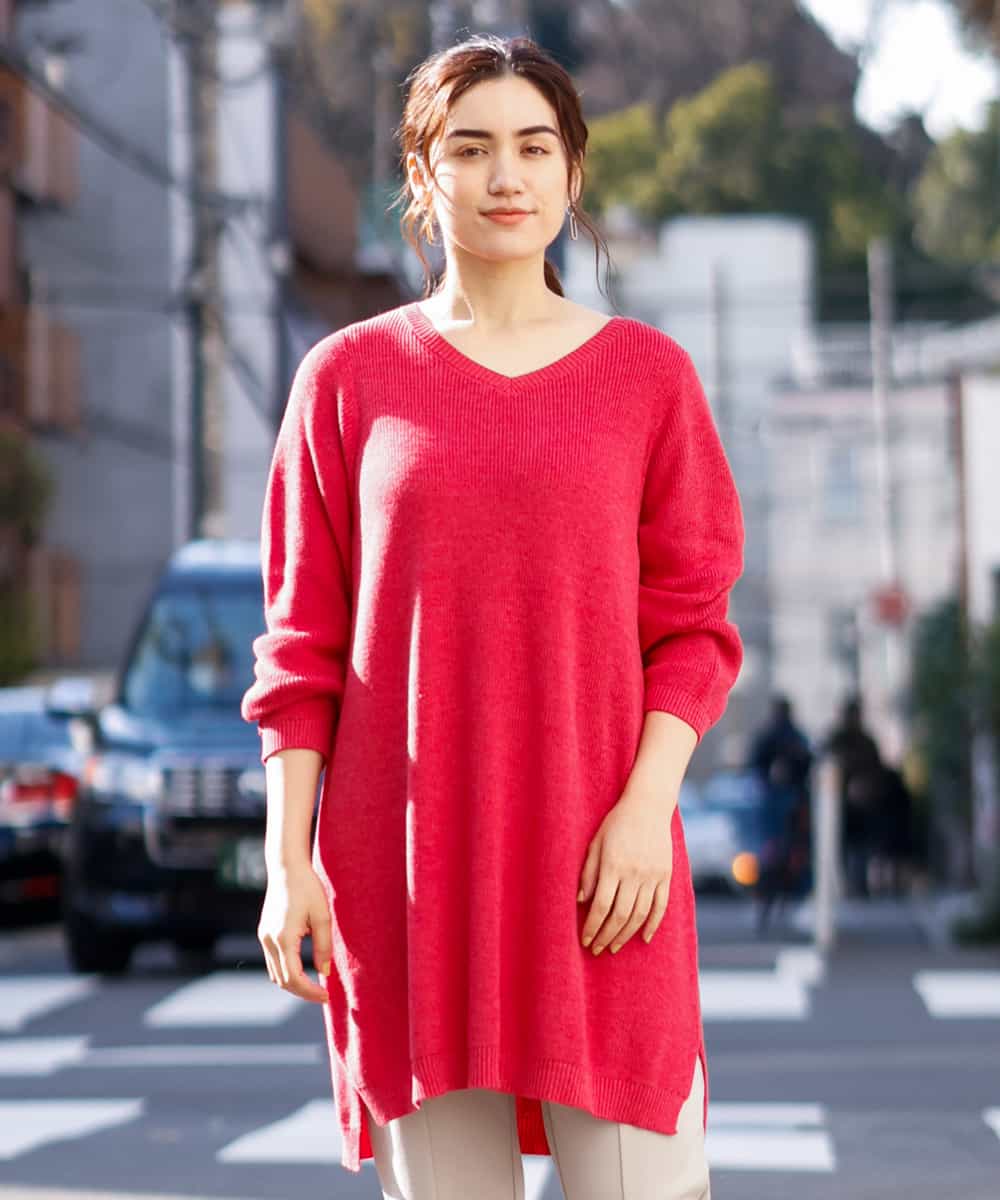 大きいサイズ】Vネックニットチュニック(チュニック) | eur3(エウルキューブ)｜イトキンオンラインストア