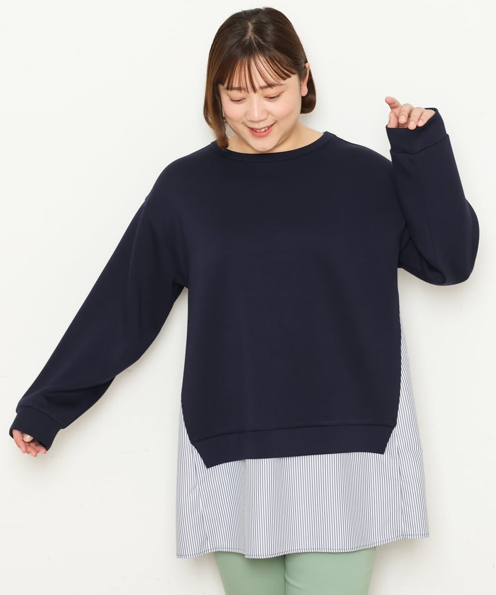 OLEBS08090 eur3(エウルキューブ) 【大きいサイズ】ダンボールドッキングチュニック ネイビー(57)