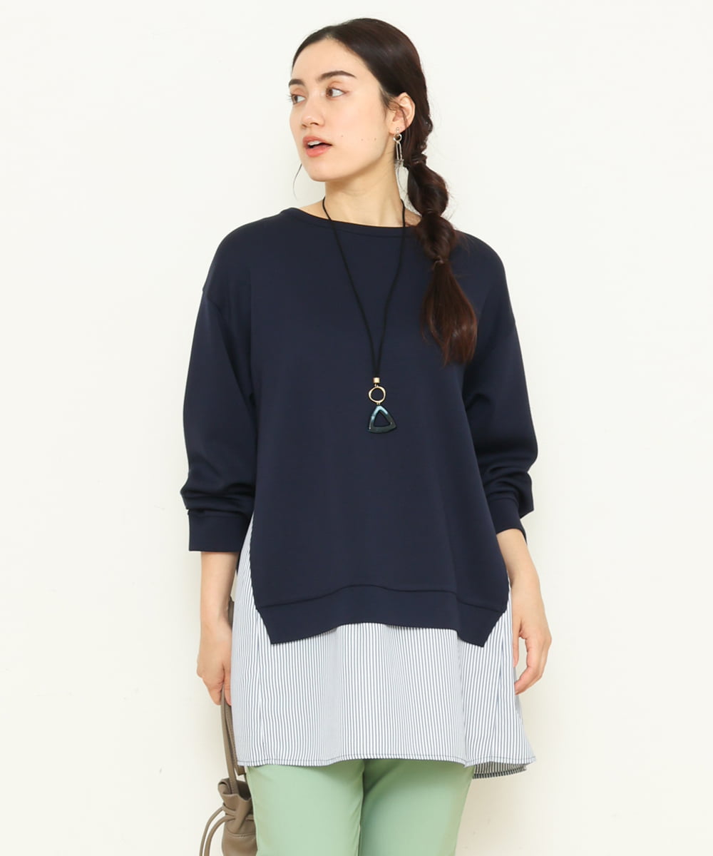 OLEBS08090 eur3(エウルキューブ) 【大きいサイズ】ダンボールドッキングチュニック ネイビー(57)