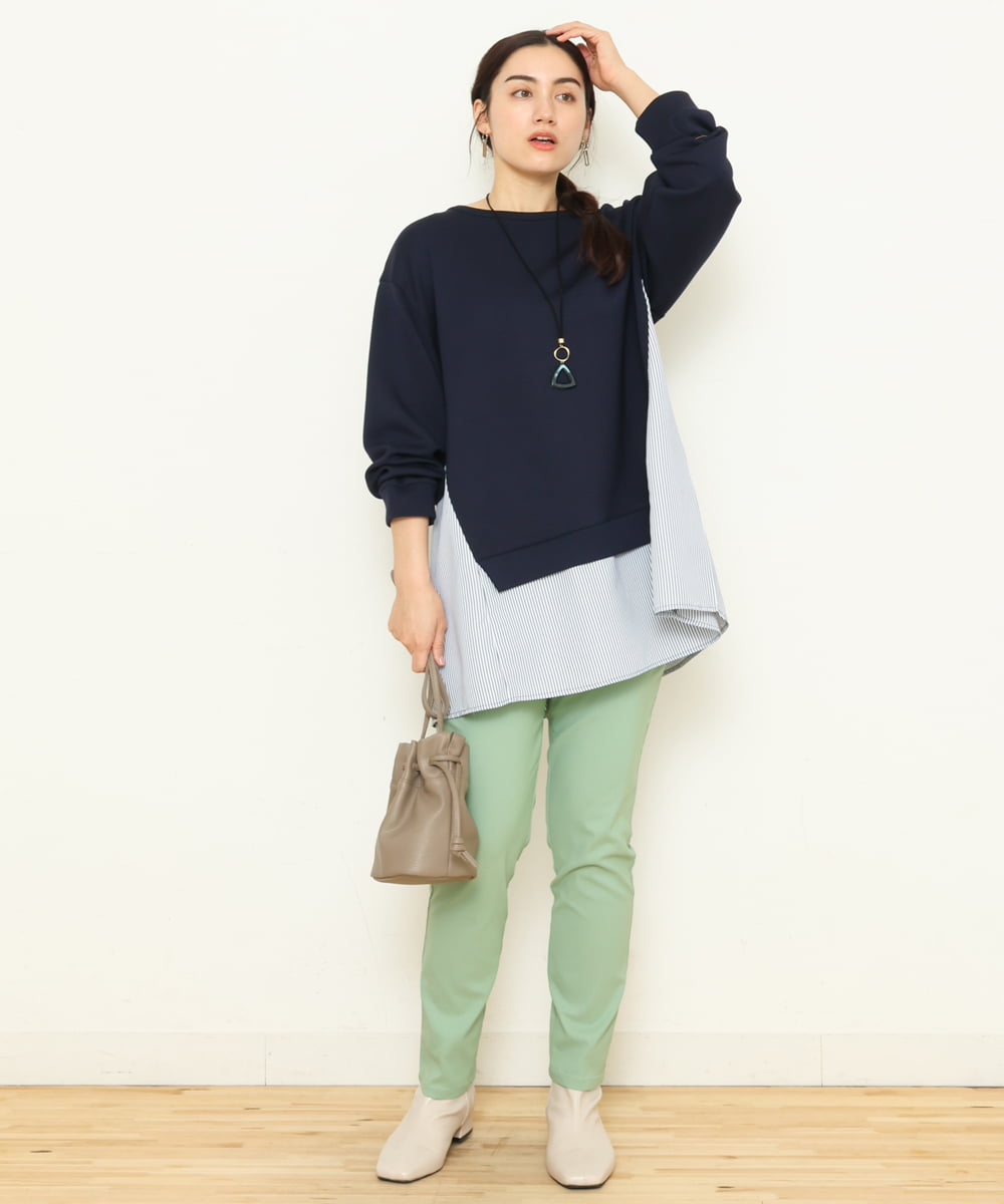 OLEBS08090 eur3(エウルキューブ) 【大きいサイズ】ダンボールドッキングチュニック ネイビー(57)