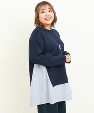 OLEBS08090 eur3(エウルキューブ) 【大きいサイズ】ダンボールドッキングチュニック ネイビー(57)