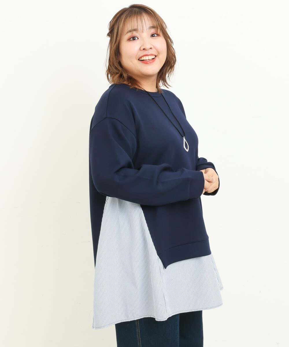 OLEBS08090 eur3(エウルキューブ) 【大きいサイズ】ダンボールドッキングチュニック ネイビー(57)