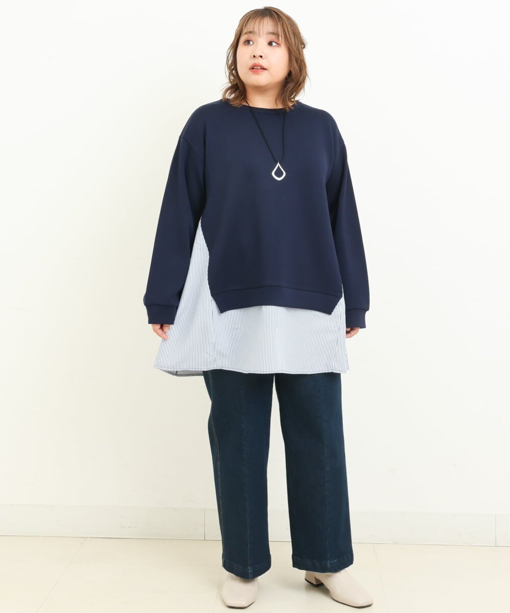 OLEBS08090 eur3(エウルキューブ) 【大きいサイズ】ダンボールドッキングチュニック ネイビー(57)