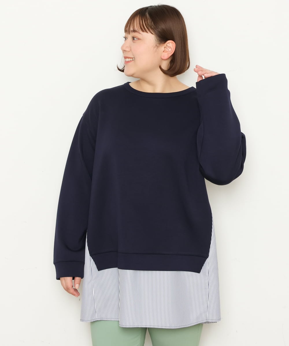 OLEBS08090 eur3(エウルキューブ) 【大きいサイズ】ダンボールドッキングチュニック ネイビー(57)