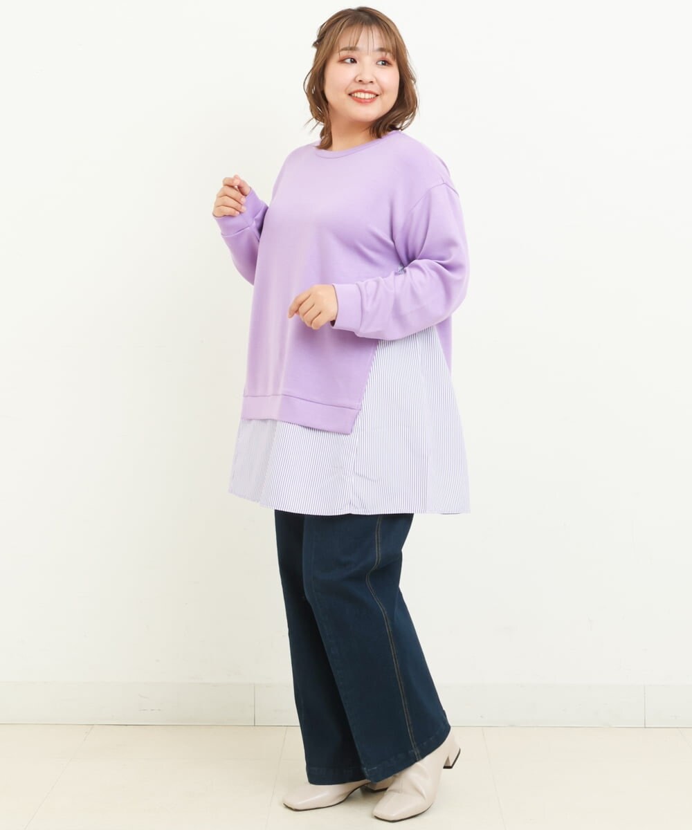 OLEBS08090 eur3(エウルキューブ) 【大きいサイズ】ダンボールドッキングチュニック ラベンダー(60)