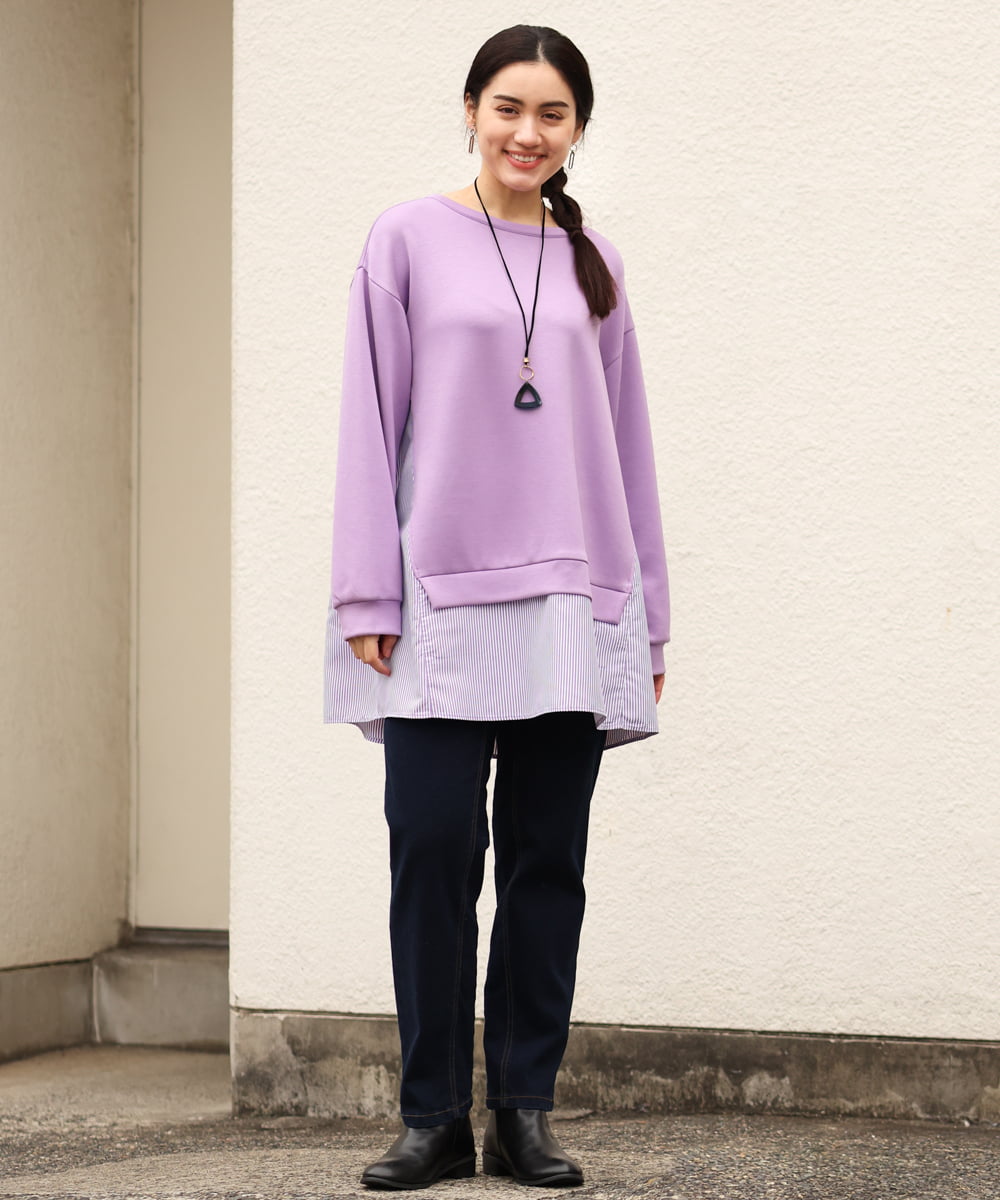 OLEBS08090 eur3(エウルキューブ) 【大きいサイズ】ダンボールドッキングチュニック ラベンダー(60)