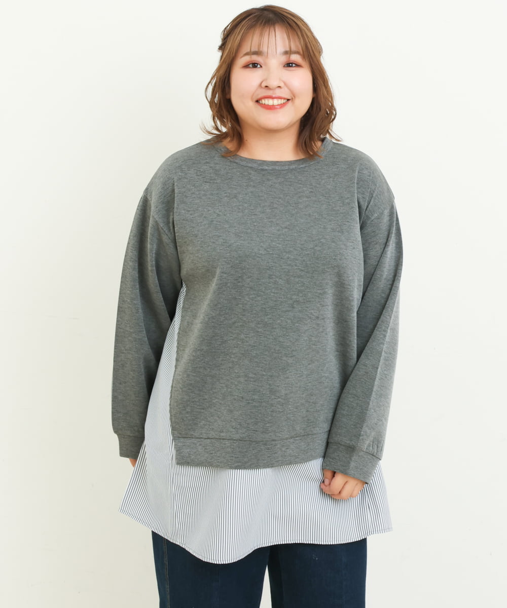 OLEBS08090 eur3(エウルキューブ) 【大きいサイズ】ダンボールドッキングチュニック ダークグレー(93)