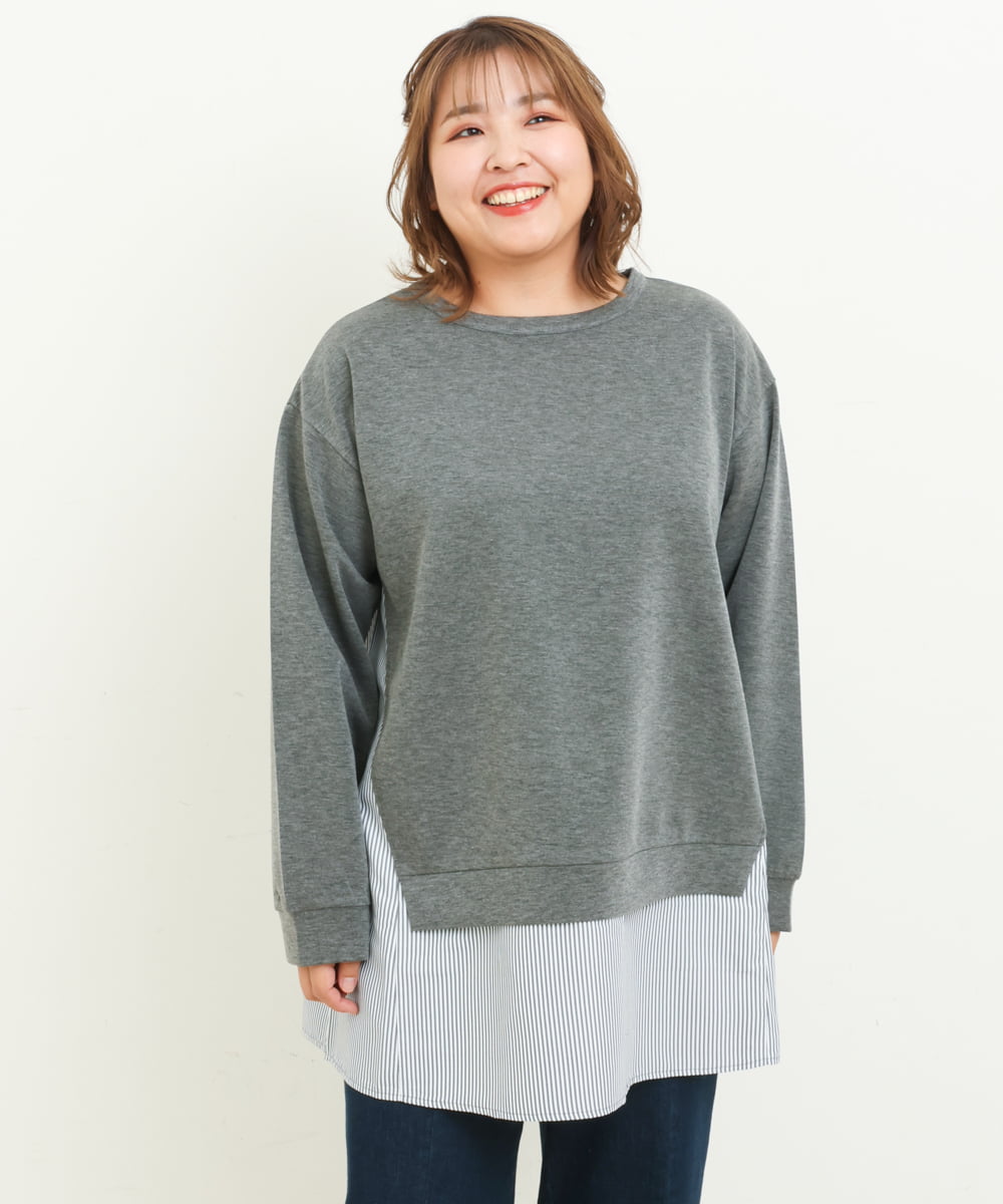 OLEBS08090 eur3(エウルキューブ) 【大きいサイズ】ダンボールドッキングチュニック ダークグレー(93)