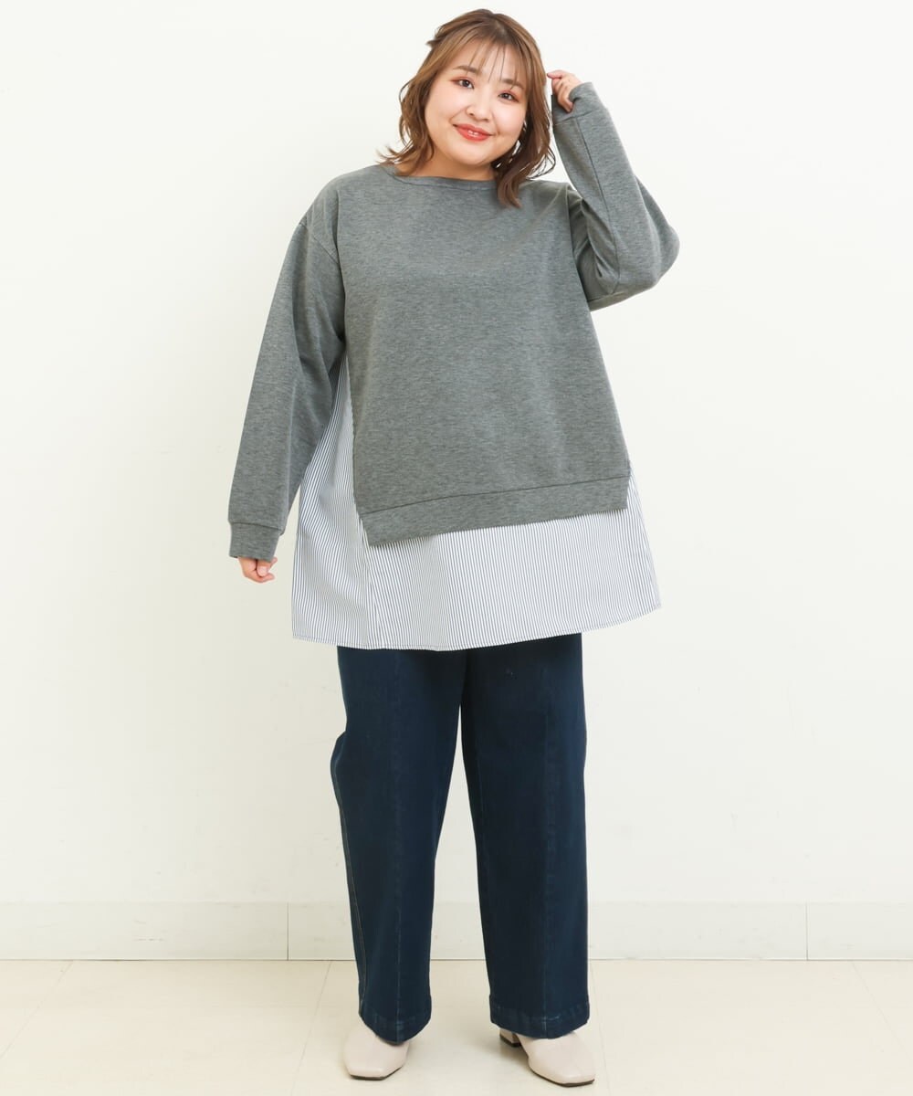 OLEBS08090 eur3(エウルキューブ) 【大きいサイズ】ダンボールドッキングチュニック ダークグレー(93)
