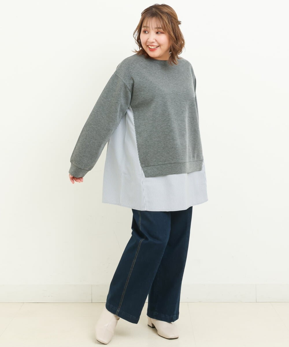 OLEBS08090 eur3(エウルキューブ) 【大きいサイズ】ダンボールドッキングチュニック ダークグレー(93)