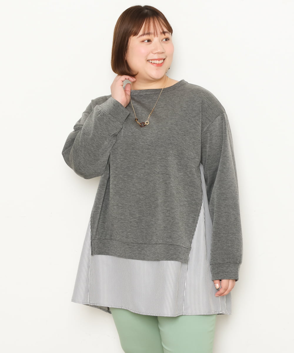 OLEBS08090 eur3(エウルキューブ) 【大きいサイズ】ダンボールドッキングチュニック ダークグレー(93)