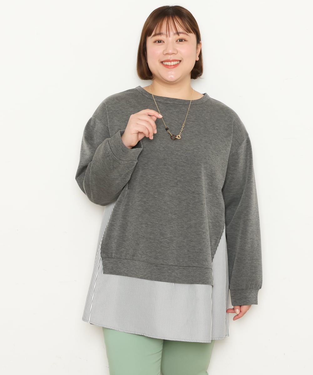OLEBS08090 eur3(エウルキューブ) 【大きいサイズ】ダンボールドッキングチュニック ダークグレー(93)
