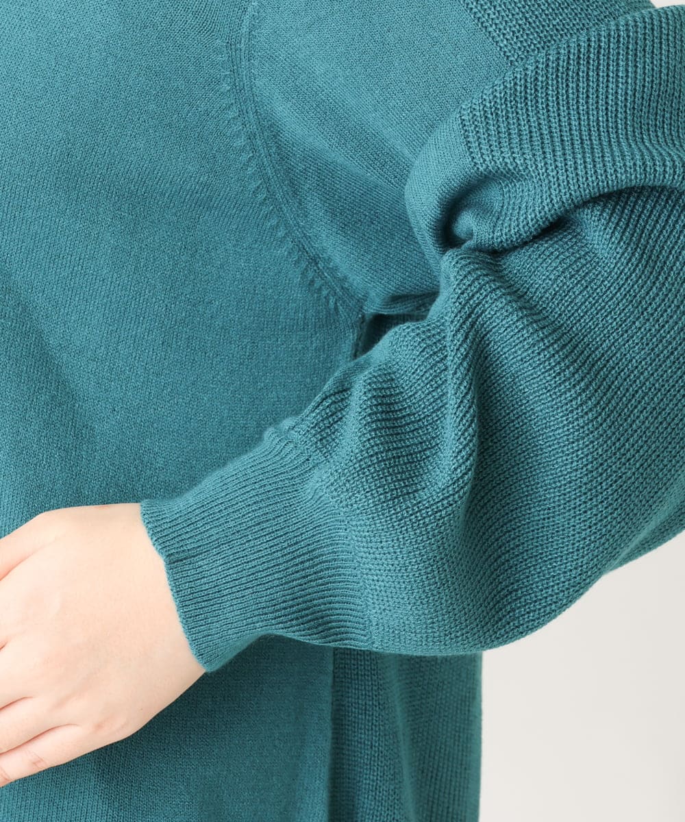OLEBV24089 eur3(エウルキューブ) 【大きいサイズ】洗えるVネックニットチュニック グリーン(35)