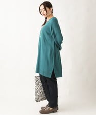 OLEBV24089 eur3(エウルキューブ) 【大きいサイズ】洗えるVネックニットチュニック グリーン(35)
