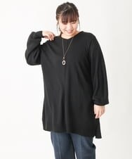 OLEBV24089 eur3(エウルキューブ) 【大きいサイズ】洗えるVネックニットチュニック ブラック(94)