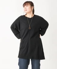 OLEBV24089 eur3(エウルキューブ) 【大きいサイズ】洗えるVネックニットチュニック ブラック(94)