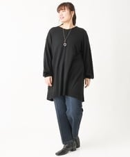 OLEBV24089 eur3(エウルキューブ) 【大きいサイズ】洗えるVネックニットチュニック ブラック(94)