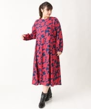 OLEBV28149 eur3(エウルキューブ) 【大きいサイズ】フラワープリントワンピース ネイビー(57)