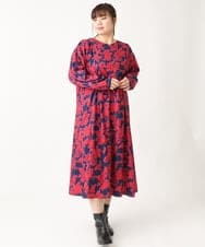 OLEBV28149 eur3(エウルキューブ) 【大きいサイズ】フラワープリントワンピース ネイビー(57)