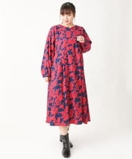 OLEBV28149 eur3(エウルキューブ) 【大きいサイズ】フラワープリントワンピース ネイビー(57)