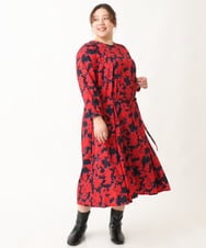 OLEBV28149 eur3(エウルキューブ) 【大きいサイズ】フラワープリントワンピース ネイビー(57)