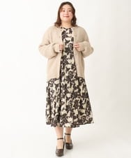 OLEBV28149 eur3(エウルキューブ) 【大きいサイズ】フラワープリントワンピース ベージュ(82)