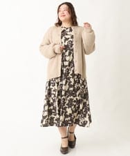OLEBV28149 eur3(エウルキューブ) 【大きいサイズ】フラワープリントワンピース ベージュ(82)