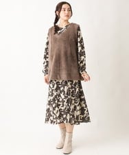 OLEBV28149 eur3(エウルキューブ) 【大きいサイズ】フラワープリントワンピース ベージュ(82)
