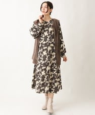 OLEBV28149 eur3(エウルキューブ) 【大きいサイズ】フラワープリントワンピース ベージュ(82)