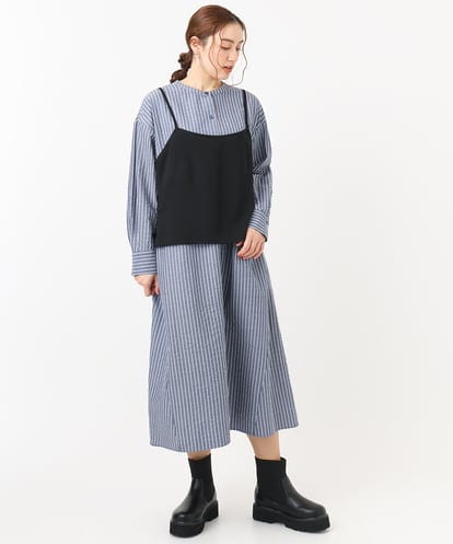 OLECA05149 eur3 【大きいサイズ】ビスチェ×シャツワンピースセット