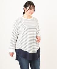 OLECA16099 eur3(エウルキューブ) 【大きいサイズ】レイヤード風ドッキングプルオーバー ホワイト(90)