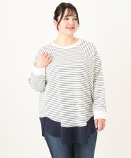 OLECA16099 eur3(エウルキューブ) 【大きいサイズ】レイヤード風ドッキングプルオーバー ホワイト(90)