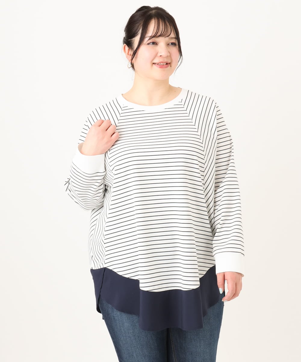 OLECA16099 eur3(エウルキューブ) 【大きいサイズ】レイヤード風ドッキングプルオーバー ホワイト(90)