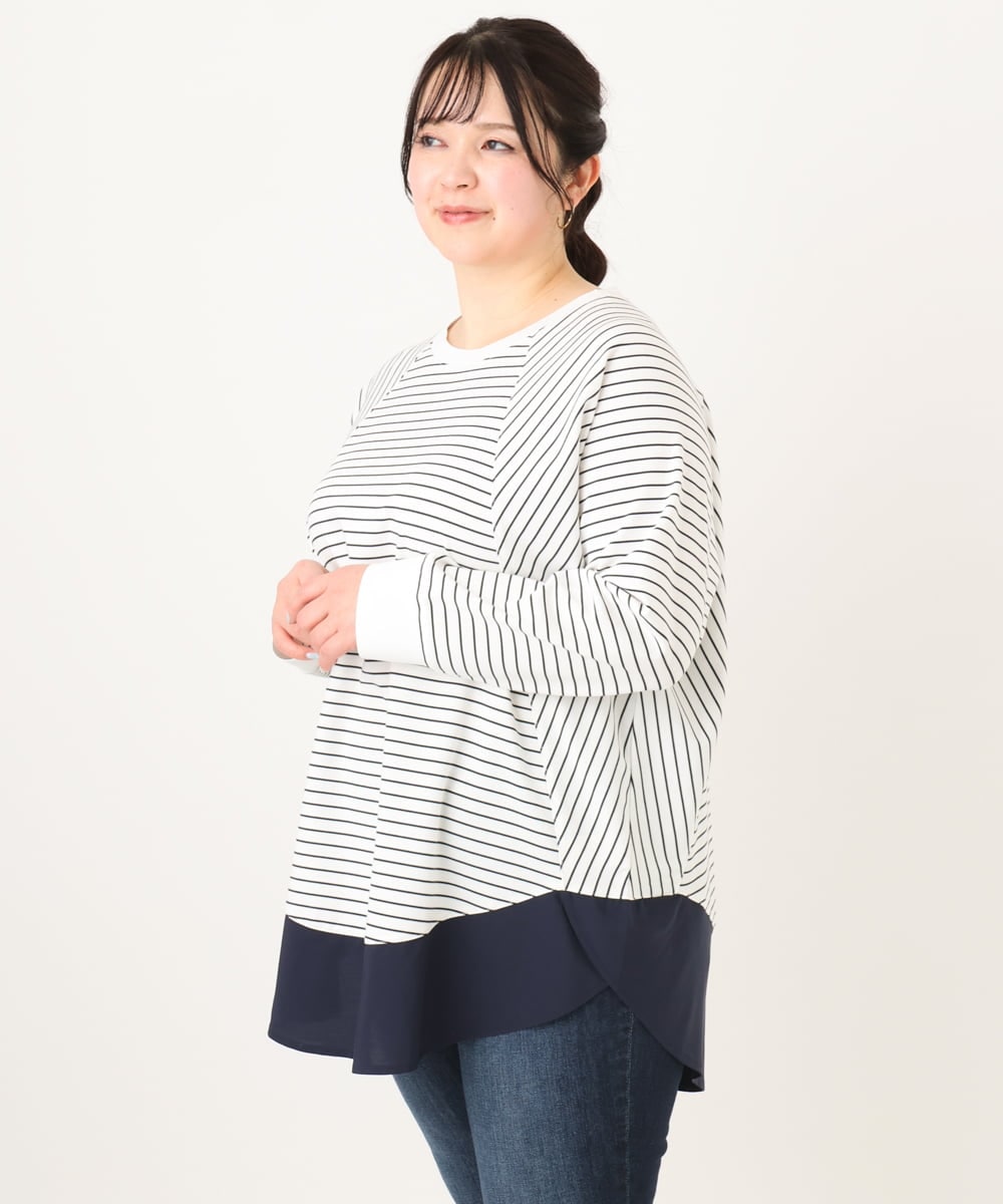 OLECA16099 eur3(エウルキューブ) 【大きいサイズ】レイヤード風ドッキングプルオーバー ホワイト(90)