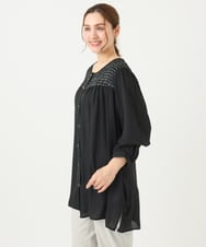OLECA31089 eur3(エウルキューブ) 【大きいサイズ】2WAYツイードジョーゼットブラウス ブラック(94)