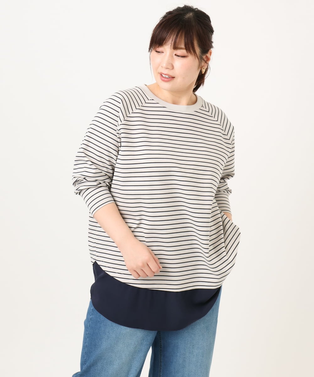 OLECD06099 eur3(エウルキューブ) 【WEB先行販売】【大きいサイズ】ドッキングプルオーバー ライトグレー(91)