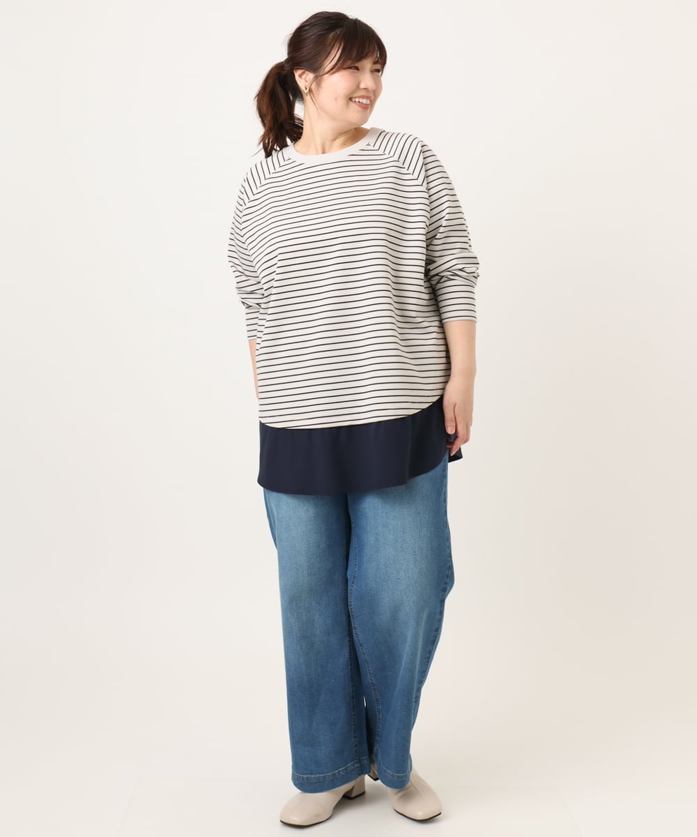 OLECD06099 eur3(エウルキューブ) 【WEB先行販売】【大きいサイズ】ドッキングプルオーバー ライトグレー(91)