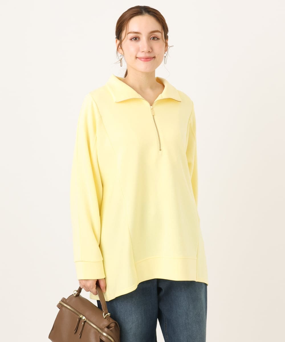 OLECD09099 eur3(エウルキューブ) 【WEB先行販売】【大きいサイズ】ハーフジップダンボールプルオーバー ライトイエロー(20)