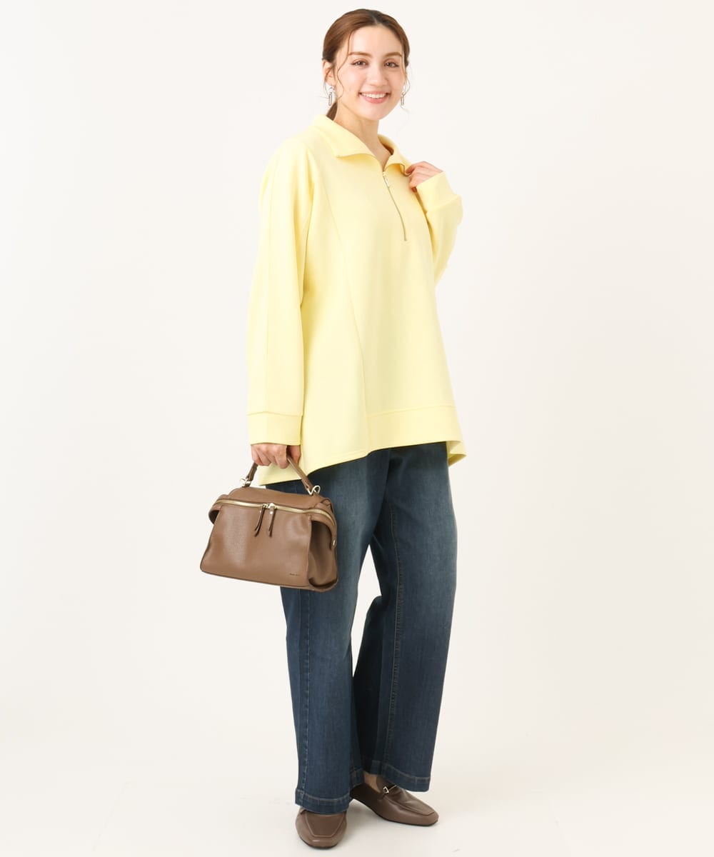 OLECD09099 eur3(エウルキューブ) 【WEB先行販売】【大きいサイズ】ハーフジップダンボールプルオーバー ライトイエロー(20)