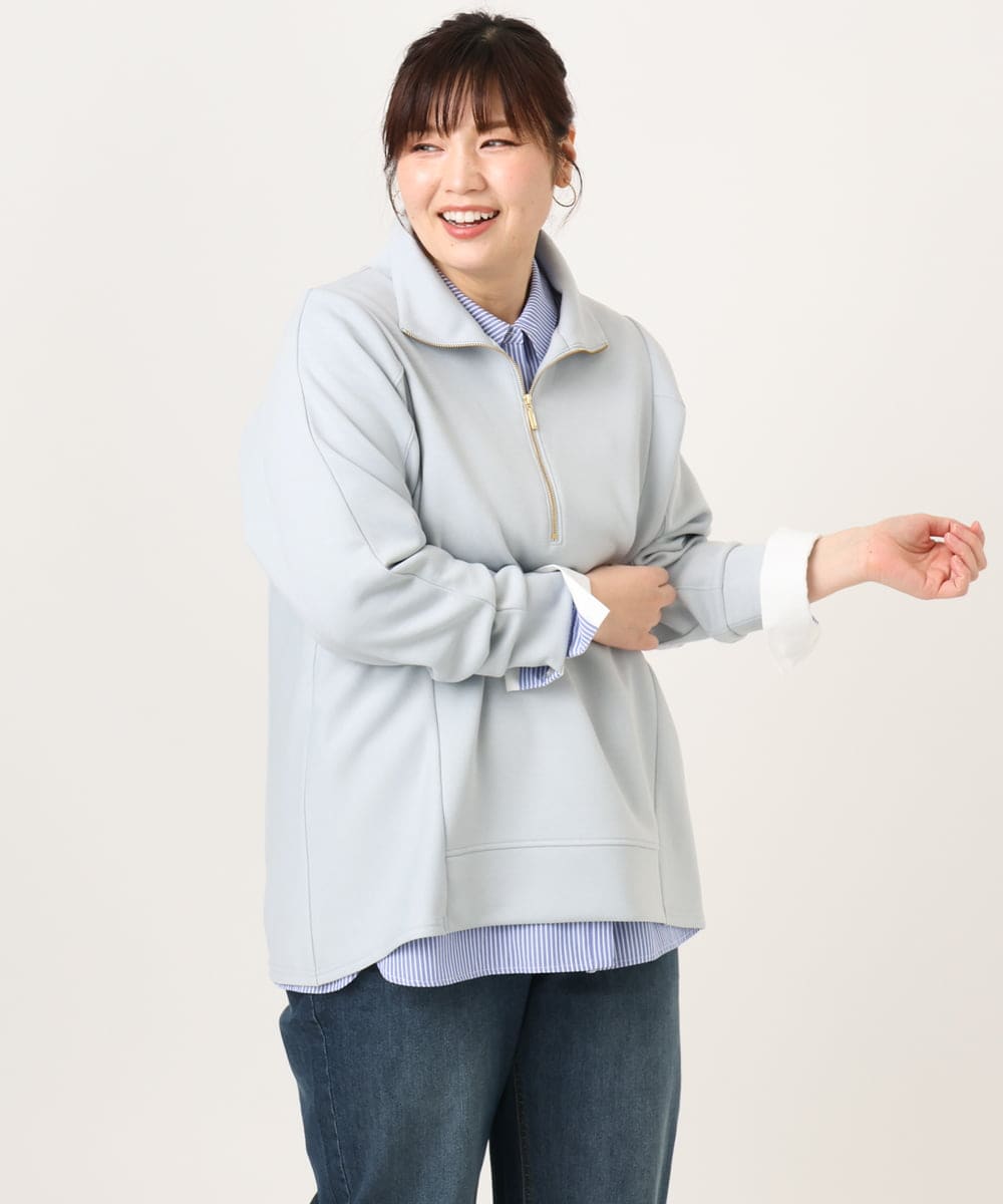 OLECD09099 eur3(エウルキューブ) 【WEB先行販売】【大きいサイズ】ハーフジップダンボールプルオーバー ライトブルー(50)